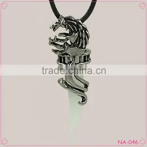 Stainless Steel Mens Wolf Tooth Tribal 5 Colors Pendant Necklace thumbnail-1