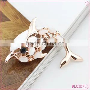 Elegant Crystal Costume Brooch Jewelry Gold Opal Crystal Brooch thumbnail-1