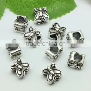 Wholesale Pdora Archaized Anti-silver Butterfly Shape Hole Beads, DIY Bracelets Hole Beads Accessories thumbnail-5