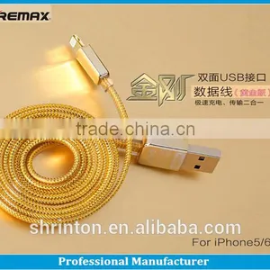 Remax Double Sided Gold Flat Data Cable for Iphone 5splus thumbnail-2
