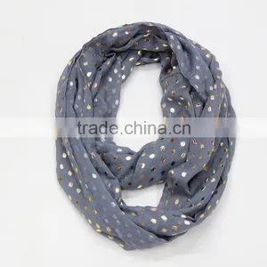Fashion Women Hijab Shawl Polka Dot Gold Stamping Polyeter Viscose Scarf thumbnail-5