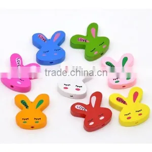 SB0751 Rabbit Easter Bead, Wooden Bunny Beads thumbnail-1