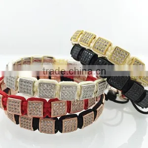 Wholesale Micro Setting Zircon Bracelet Braided Stone Beads Bracelet With Stainless Steel Beads thumbnail-2