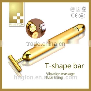 24K Gold T Shape Bar Face Slimming Vibration Massage thumbnail-1