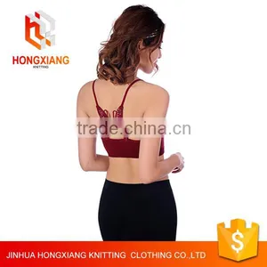 Hongxiang Back Butterfly Shape Lace Bra, no Trace no Rims Yoga Vest Underwear,cotton Sexy Spaghetti Straps Bra 12color thumbnail-1