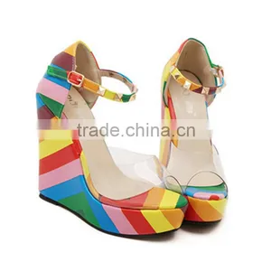 Unique New California Beautiful Rainbow Colored Wedge Shoes thumbnail-5