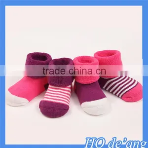 Hogift 4 Pairs of Set Boys and Girls Cotton Baby Socks Stripe Cotton Baby Socks Children's Socks MHo-197 thumbnail-3