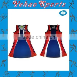 Sublimated Printing Netball Dress Color Red and Blue thumbnail-1