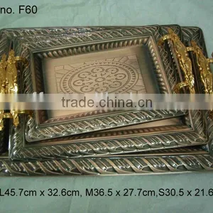 Luxuriant Red Copper Antique Embossed Metal Food Tray thumbnail-1