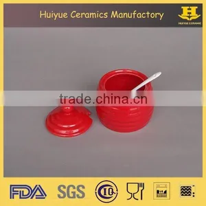 Ceramic Jar With Spoon Honey Jar With Spoon and Lid thumbnail-3