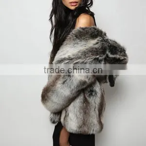 New Arrival Latest Coat Design for Women Wear Vintage Wolf Faux Fur Coat Quality Choice thumbnail-6