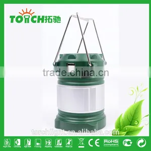 Green Color Rechargeable Lantern ABS Plastic Camping Lantern 3*AA Battery With Solar Charger Camp Lantern Light thumbnail-3