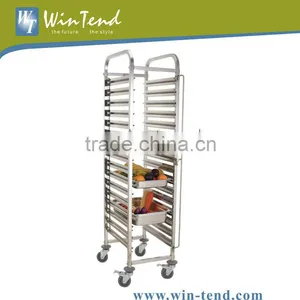 Commercial Kitchen 15 Tiers Metal Wire Basket Carts With 4 Wheels,Bread Basket Trolley for Sale thumbnail-3