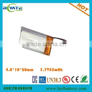 Wholesale Price 401020 3.7V55mah Li-Polymer Batteries for Speaker thumbnail-3