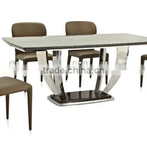 Stainless Metal Mable Top Dining Table thumbnail-1