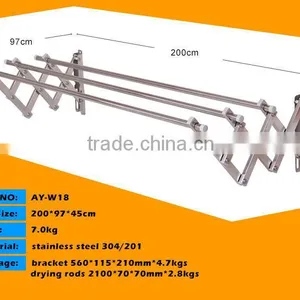 Stainless Steel Push-pull Wall Mounted Folding Clothes Drying Rack thumbnail-6
