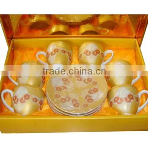 Elegant Golden Design 80cc Porcelain Coffee Cup With Gift Box Packing thumbnail-3
