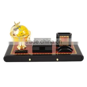 Luxury Wooden Organizer Gifts With Glod Metal Globe And Wood Pen Holder thumbnail-1