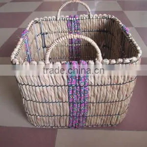 New Products! Water Hyacinth Basket/storage Basket With 2 Handle thumbnail-5
