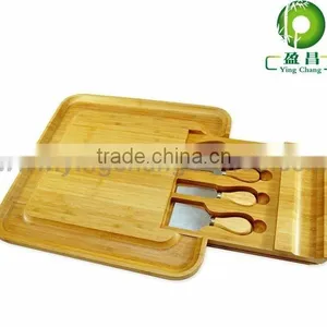 Bamboo Slate Cheese Board With Knives thumbnail-1
