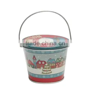 Metal Tin Bucket With Lid for Christmas thumbnail-1