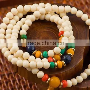 6mmx108Beads Women's Men's Artificial Hippopotamus Tooth Round Beads Bracelet thumbnail-1