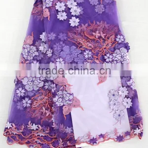 29328 Gorgeous Purple French Lace With 3D Flower for Uniform thumbnail-6
