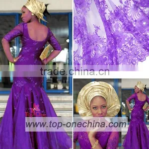 2015 African Embroidery French Lace With Beads for Ball Gown/Wedding Dress Fabric thumbnail-1