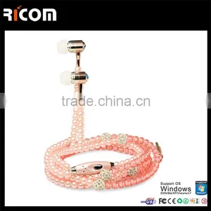 Fashionable Design Necklace Pearl Earphone,Pearl Headset,Pearl Headphone for Gift,promotion and Retail---EO3007 thumbnail-1