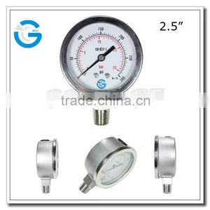 High Quality 2.5 Inch All Stainless Steel Bottom Entry Industrial Pressure Meter thumbnail-1