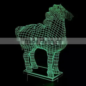 3D Optical Night Light Horse 7 RGB Light Colors 10 LEDs AA Battery or DC 5V Mixed Lot thumbnail-1