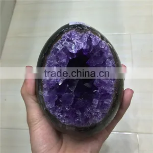 Natural Amethyst Geode Dragon Egg Crystal Geode For Sale thumbnail-4