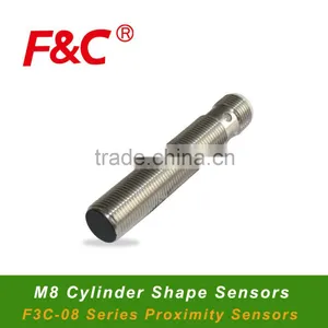 F3C-08 Series M8 3-Wires Inductive Proximity Sensors, Connector Type, 360 Degrees LED View thumbnail-1