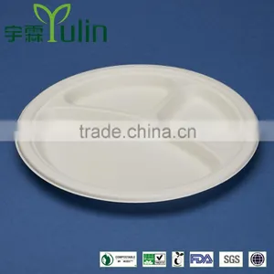 PL-10-3 Microwaveable Freezable Disposable 3 Comparts Kids Party Round Plates Quality Choice thumbnail-1