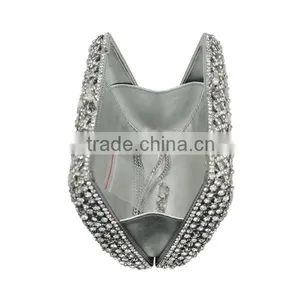 Silver Clutch Evening Bag Bridal Wedding Handbags Fancy Ladies Purse (88164A-S) thumbnail-5