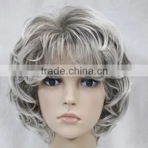 Fashion Beauty Brown & Grey Mixed Curly Women N542 thumbnail-1