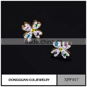 18k Gold Plated Austrian Crystal Dangle Double Pearl Earrings thumbnail-5