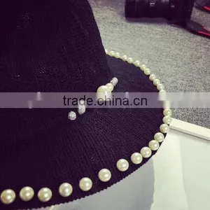 2016 Latest Pearl Design Beach Sun Hats Hot Sale Original Cheaper Sale Ladies Hat Wholesale China thumbnail-5