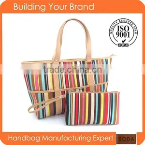 BSCI FACTORY Color Strips Cotton Tote Bag thumbnail-1
