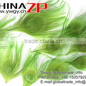 ZPDECOR Factory Bulk Sale Cheap Selling Dyed Lime Green Trimmed Short Peacock Feathers for DIY thumbnail-4