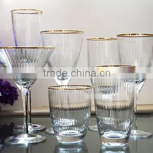 Wholesale Handmade High Quality Red Wine Glass With Gold Sliver Rim thumbnail-1