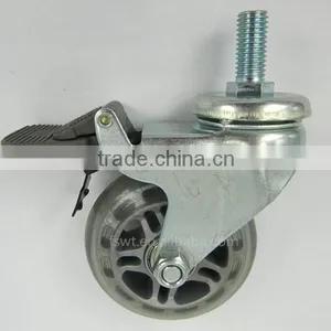All Size Threaded Stem With Lock Transparent PU Furniture Caster Wheel thumbnail-1