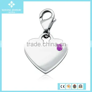 Amethyst Birthstone Heart Charm in Sterling Silver (February) thumbnail-1