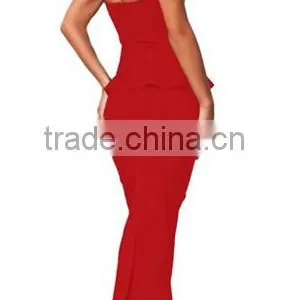 Women's Drop Shoulder Glamorous Peplum Maxi Dress thumbnail-2