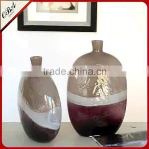 New Designed Mouth Blown Purple Round Arts Murano Glass Vase thumbnail-4
