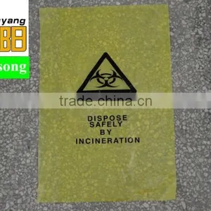 HDPE Materials Yellow Color Disposable Plastic Medical Biohazard Bag thumbnail-3