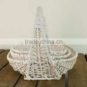Wholesale New Designed Set of 3 White Wicker Baskets for Sale thumbnail-1