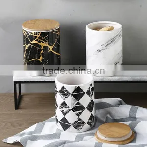 Modern Pattern Design Ceremic Storage Jar With Lid thumbnail-1