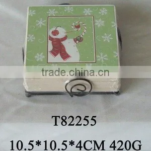 Absorbent Ceramic Coaster Square Shape Set of 4pcs thumbnail-1