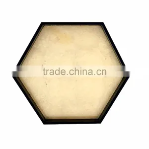 Hexagon Lacquer Tray With Golden Silver Leaf Bottom thumbnail-1